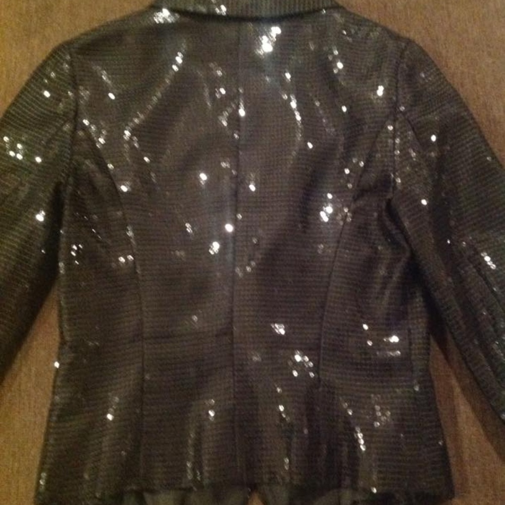 Black Sequin Lined Fitted Evening Jacket - image 2